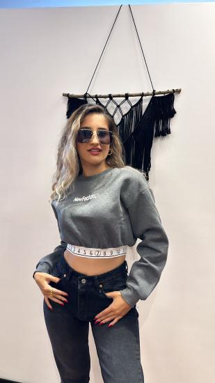 Antrasit crop sweatshirt