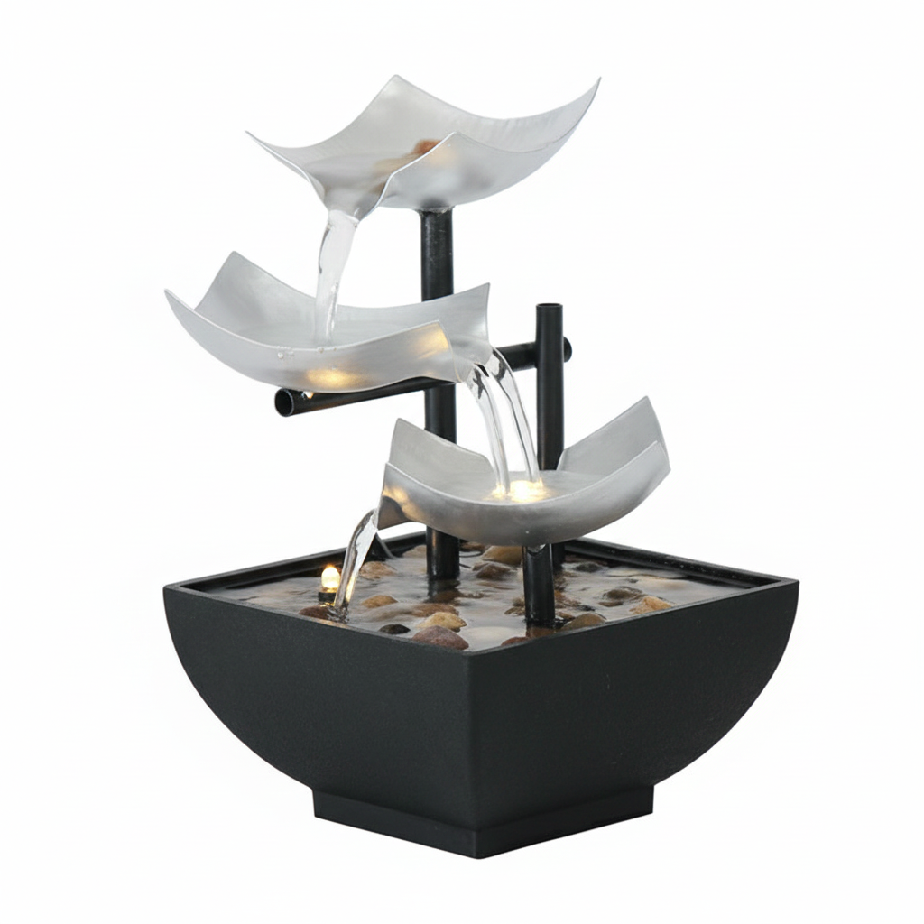 3-Tier Cascading Indoor Water Feature with LED Lights